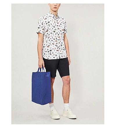 Shop Ted Baker Texshor Stretch-cotton Shorts In Navy