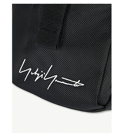 Shop Yohji Yamamoto Logo Embroidered Nylon Shoulder Bag In Black