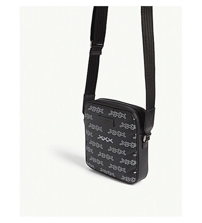 Shop Ermenegildo Zegna Logo Print Canvas Messenger Bag In Black