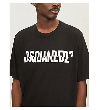 Shop Dsquared2 Sliced Logo-print Cotton T-shirt In Black