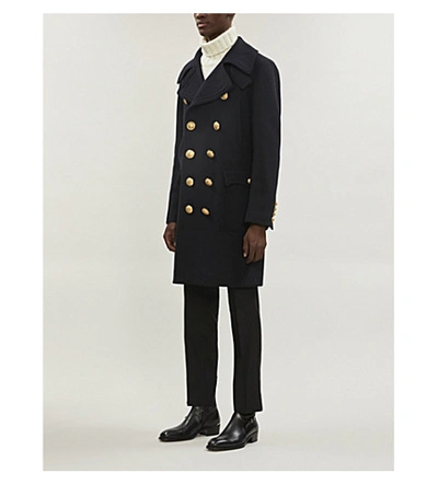 Shop Dsquared2 Double-breasted Wool-blend Coat In Navy