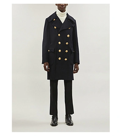 Shop Dsquared2 Double-breasted Wool-blend Coat In Navy