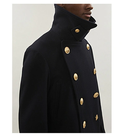 Shop Dsquared2 Double-breasted Wool-blend Coat In Navy