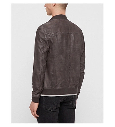 Shop Allsaints Kino Leather Bomber Jacket In Black