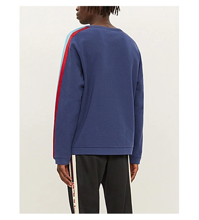 Shop Gucci Star-appliqu?d Cotton-jersey Sweatshirt In Natural+azure+red