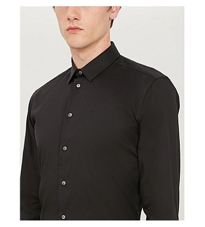Shop Emporio Armani Slim-fit Cotton-twill Shirt In Sky