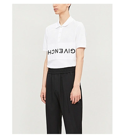 Shop Givenchy Upside-down Logo Cotton Polo Shirt In White