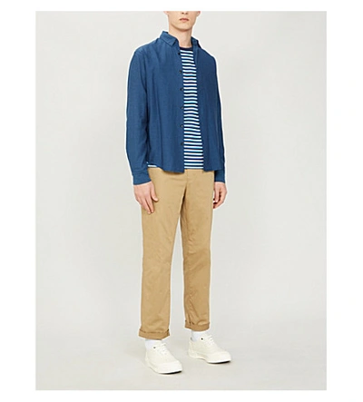 Shop Sandro Regular-fit Cotton-twill Shirt In Navy Blue