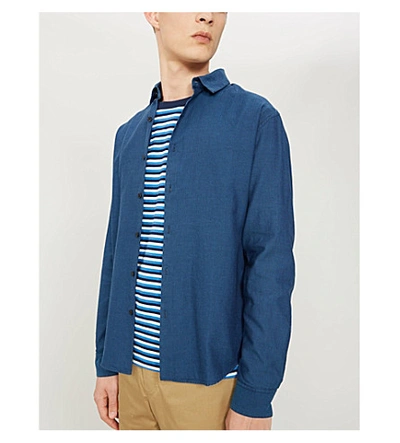 Shop Sandro Regular-fit Cotton-twill Shirt In Navy Blue