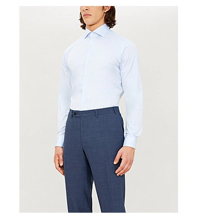 Shop Canali Regular-fit Cotton Shirt In Lt Blue