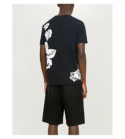 Shop Alexander Mcqueen Skull-print Cotton-jersey T-shirt In Black Mix