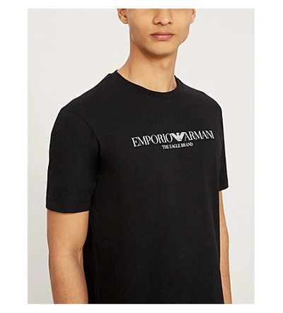 Shop Emporio Armani Mens Black Logo-print Cotton-jersey T-shirt Xxxl