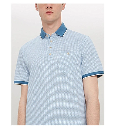 Shop Ted Baker Toff Geometric-print Cotton Polo Shirt In Yellow