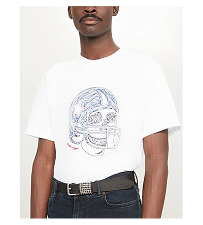Shop The Kooples Skull-print Cotton-jersey T-shirt In Whi01