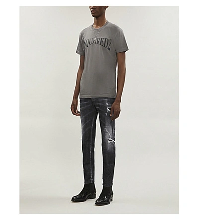 Shop Dsquared2 Logo-print Cotton-jersey T-shirt In Grey