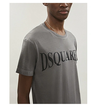 Shop Dsquared2 Logo-print Cotton-jersey T-shirt In Grey