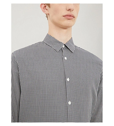 Shop Sandro Checked Cotton Shirt In Navy Blue