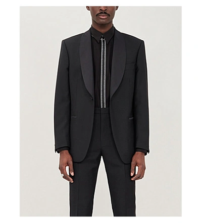 Shop Givenchy Logo-trim Slim-fit Cotton Shirt In Black