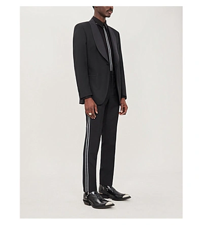 Shop Givenchy Logo-trim Slim-fit Cotton Shirt In Black
