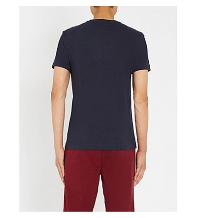 Shop Polo Ralph Lauren Mens Ink (blue) Slim-fit Logo-embroidered Cotton-jersey T-shirt
