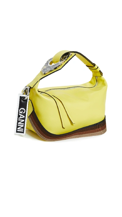 Shop Ganni Shoulder Bag In Lemon Verbena