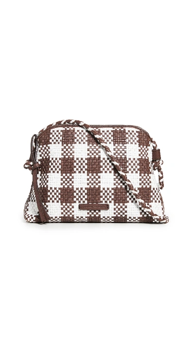 Shop Loeffler Randall Mallory Woven Crossbody Bag In Brown/white