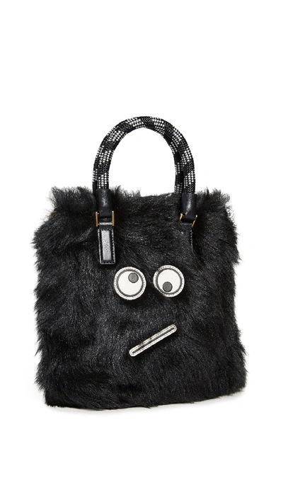 Shop Anya Hindmarch Small Amused Face Tote Bag In Black