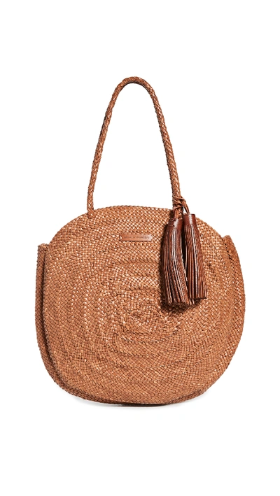 Shop Loeffler Randall Leilani Woven Circle Shoulder Bag In Timber Brown