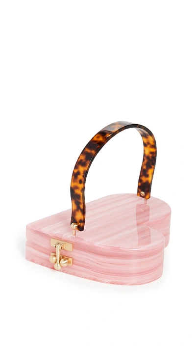 Shop Edie Parker Heartly Clutch With Handle In Candy Marble