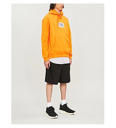 Shop Burberry Logo-print Cotton-jersey Hoody In Bright Orange