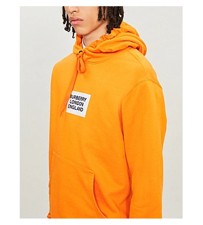 Shop Burberry Logo-print Cotton-jersey Hoody In Bright Orange
