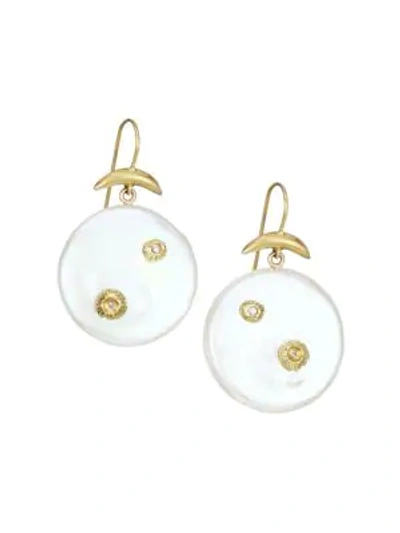 Shop Annette Ferdinandsen 18k Yellow Gold, Mother-of-pearl & Diamond Drop Earrings