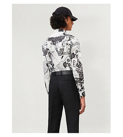 Shop Fendi Karl Collage-print Slim-fit Stretch-cotton Shirt In Black White