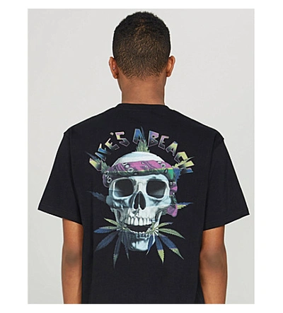 Shop Lifes A Beach Skull-print Cotton-jersey T-shirt In Black