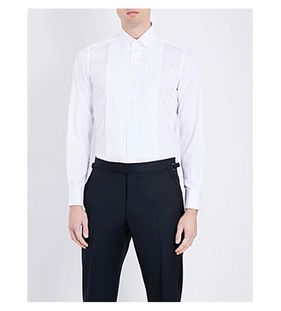 Shop Tom Ford Men's White Slim-fit Cotton Evening Shirt