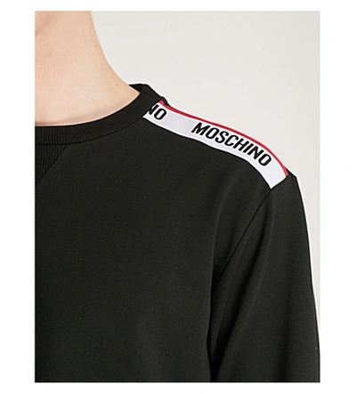 Shop Moschino Logo-tape Cotton-jersey Sweatshirt In Black