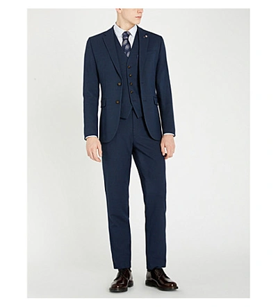 Shop Ted Baker Beekwai Woven Waistcoat In Navy