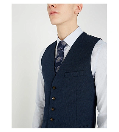 Shop Ted Baker Beekwai Woven Waistcoat In Navy