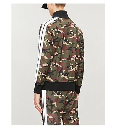 Shop Palm Angels Camouflage-print Stretch-jersey Jacket In Green Camo
