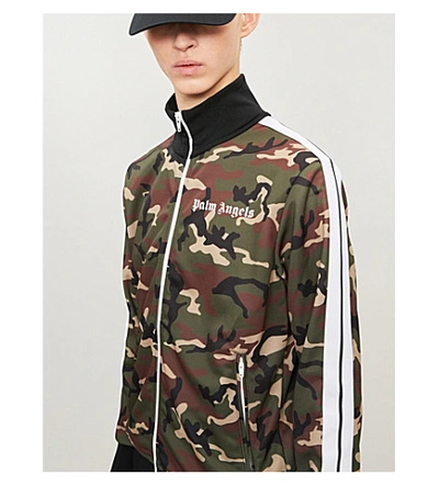 Shop Palm Angels Camouflage-print Stretch-jersey Jacket In Green Camo