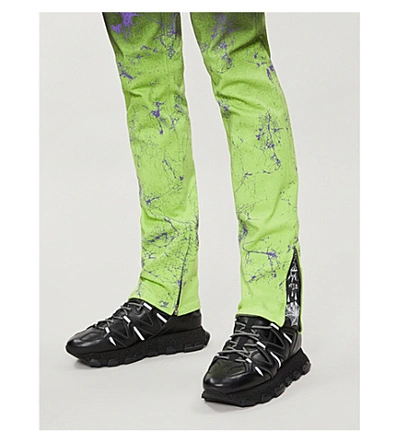 Shop Mjb Marc Jacques Burton X Will And Rich Pax Crixus Graphic-print Ripped Skinny Jeans In Black Green