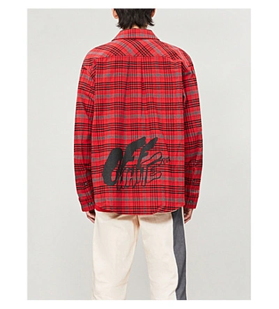 Shop Off-white Checked Oversized Cotton-flannel Overshirt In Red