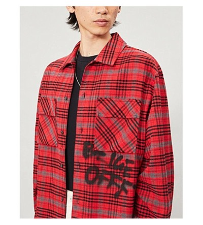 Shop Off-white Checked Oversized Cotton-flannel Overshirt In Red