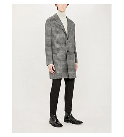 Shop Lanvin Checked Wool Coat In Grey