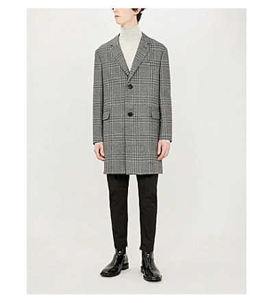 Shop Lanvin Checked Wool Coat In Grey