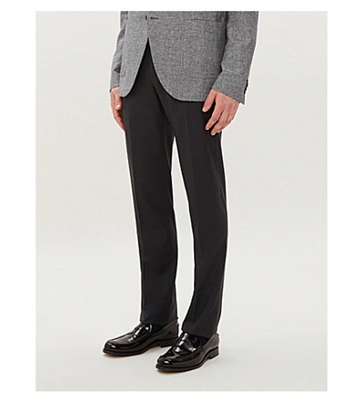 Shop Corneliani Slim-fit Tapered Wool Trousers In Grey