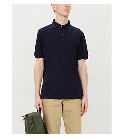 Shop Paul Smith Contrast-stripe Cotton-piqué Polo Shirt In Wine