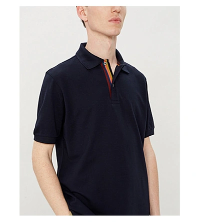 Shop Paul Smith Contrast-stripe Cotton-piqué Polo Shirt In Wine