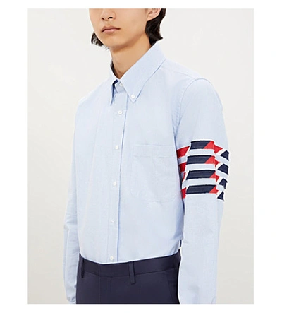 Shop Thom Browne Oxford Regular-fit Camouflage-stripe Cotton-blend Shirt In White
