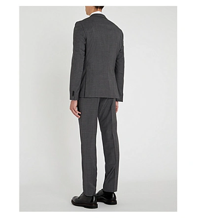 Shop Hugo Boss Checked Regular-fit Wool Suit In Dark Grey